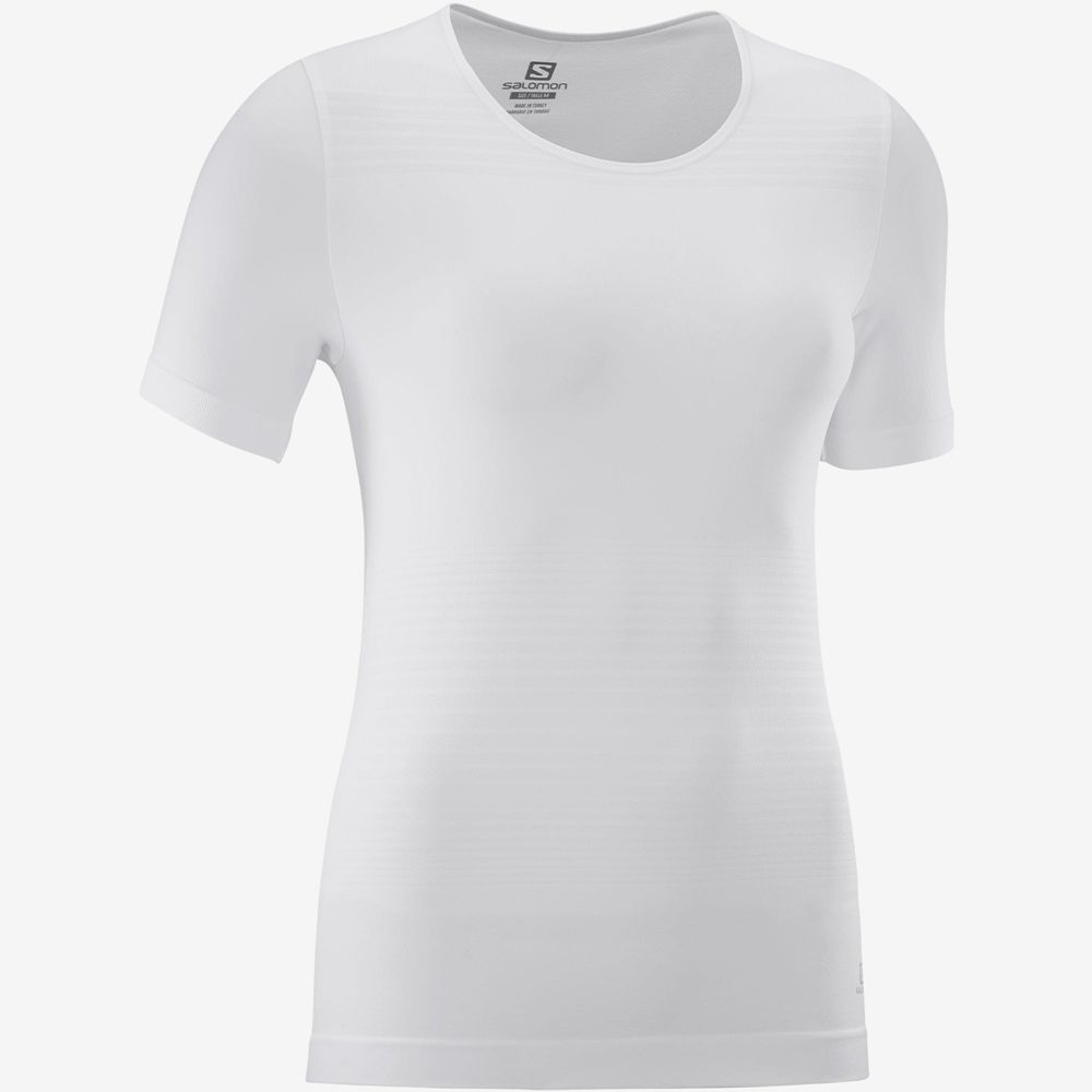 Women's Salomon ESSENTIAL MOVE ON SEAMLESS T Shirts White | US-ZKIW264