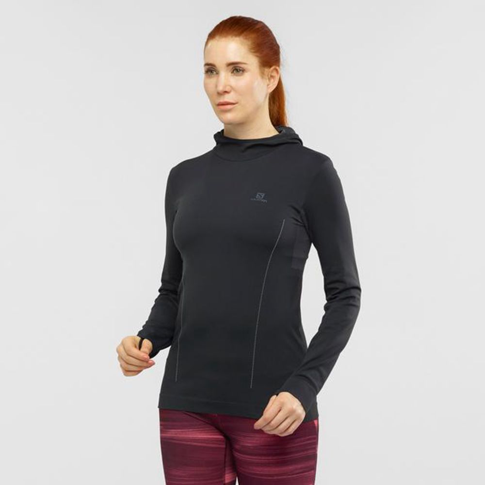 Women's Salomon ESSENTIAL SEAMLESS HOODIE Midlayers Beige | US-GNQE364