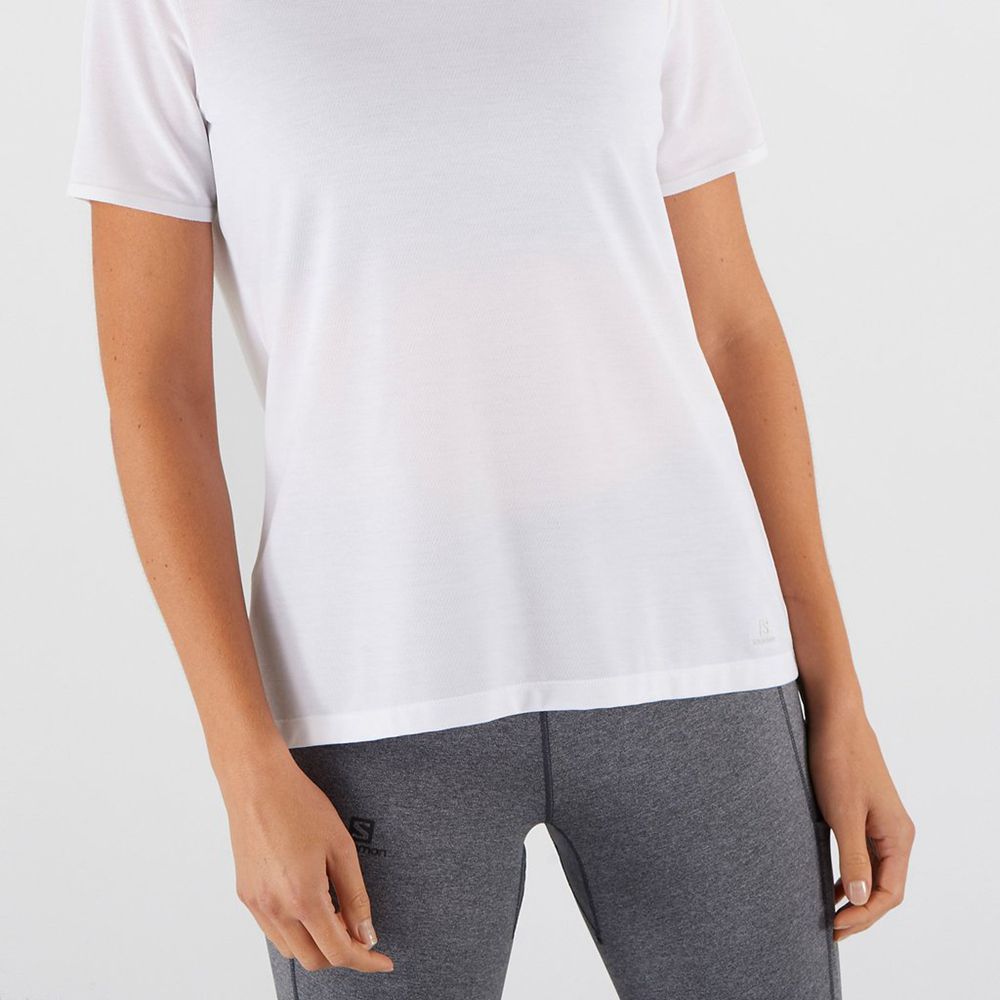 Women's Salomon ESSENTIAL SLEEVE T Shirts White | US-NOFB072