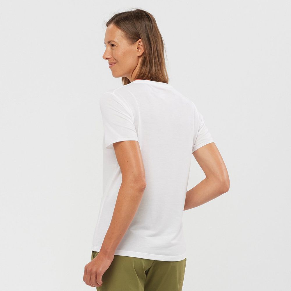 Women's Salomon ESSENTIAL SLEEVE T Shirts White | US-NOFB072