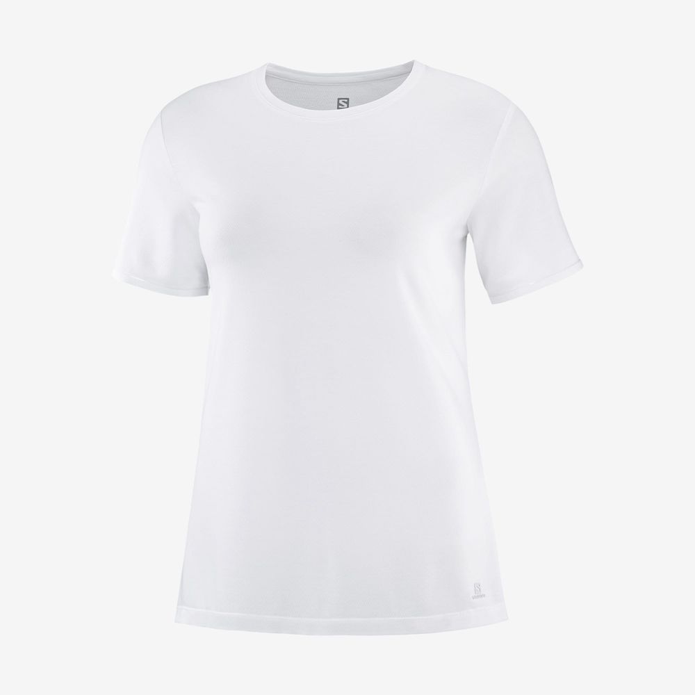 Women's Salomon ESSENTIAL TENCEL T Shirts White | US-AUXI329