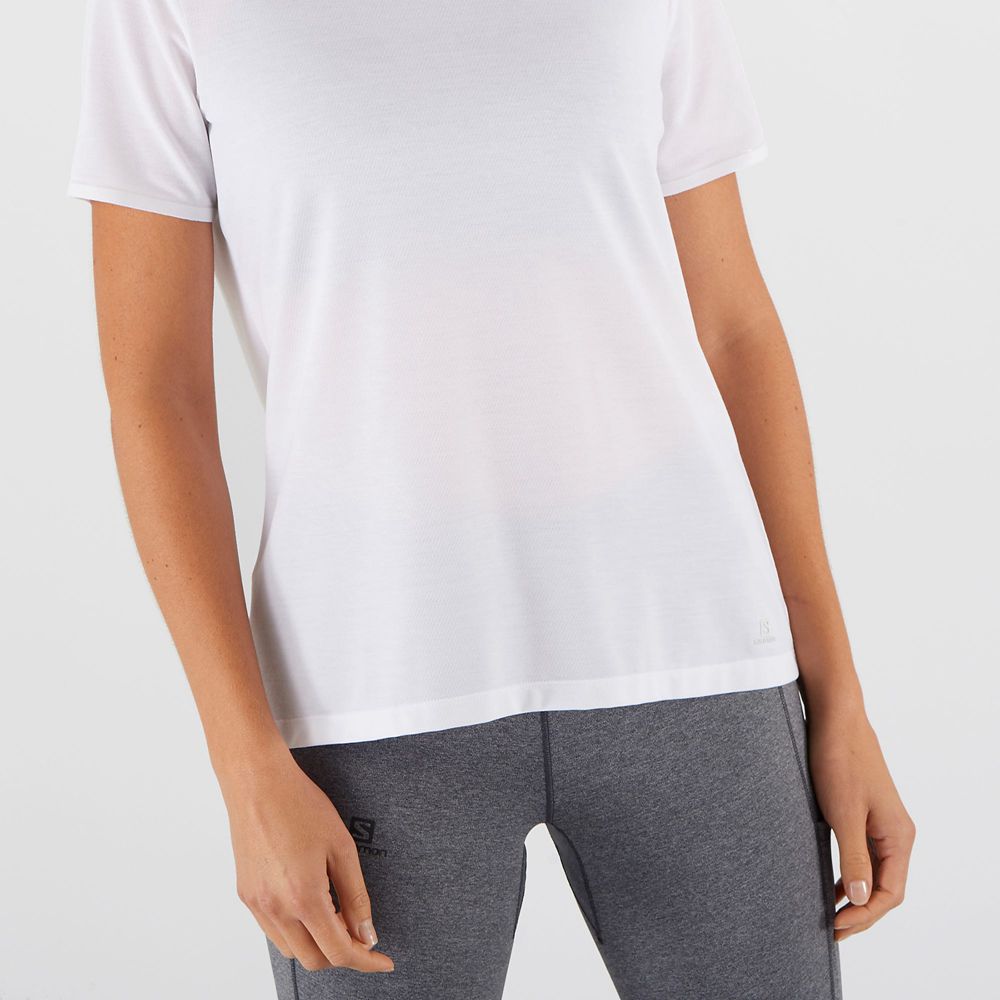 Women's Salomon ESSENTIAL TENCEL T Shirts White | US-AUXI329