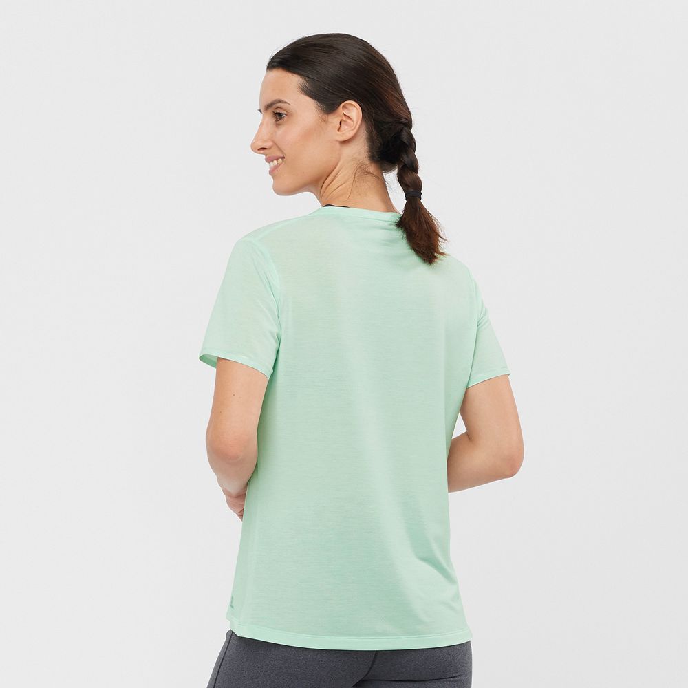 Women's Salomon ESSENTIAL TENCEL T Shirts Blue | US-OSLN412