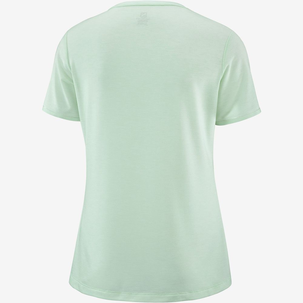 Women's Salomon ESSENTIAL TENCEL T Shirts Blue | US-OSLN412