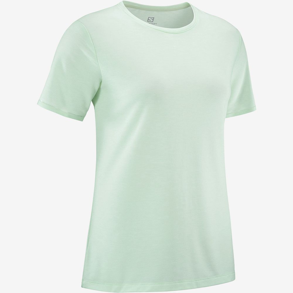 Women's Salomon ESSENTIAL TENCEL T Shirts Blue | US-OSLN412