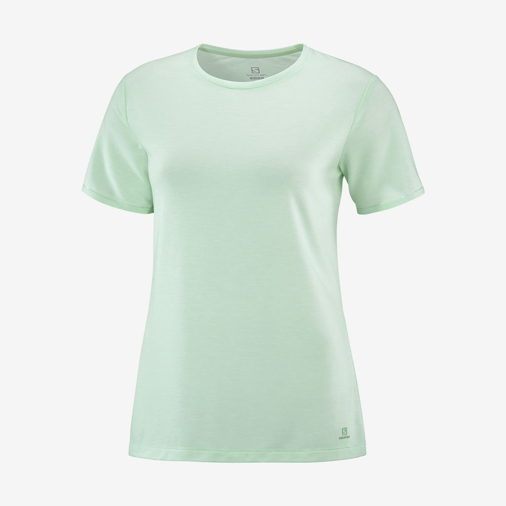 Women's Salomon ESSENTIAL TENCEL T Shirts Blue | US-OSLN412