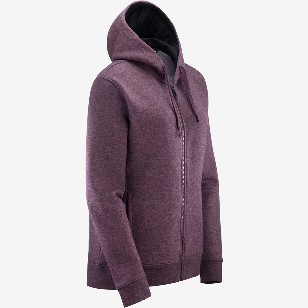 Women's Salomon ESSENTIAL WARM Jacket Hoodie Midlayers Burgundy | US-WJLB508