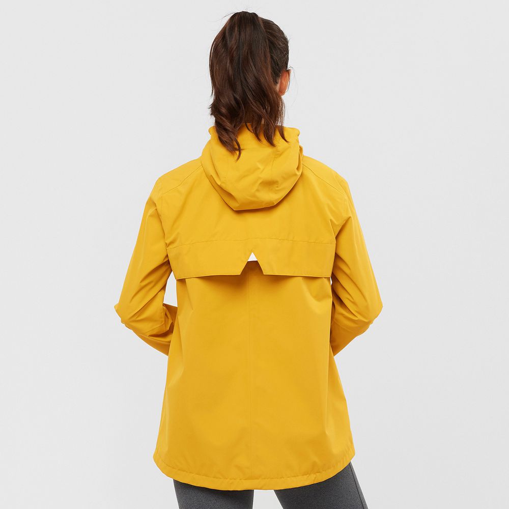 Women's Salomon ESSENTIAL WATERPROOF 2L Jackets Yellow | US-JQZT704