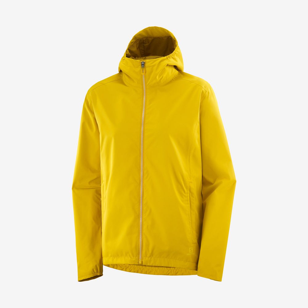 Women's Salomon ESSENTIAL WATERPROOF 2L Jackets Yellow | US-JQZT704