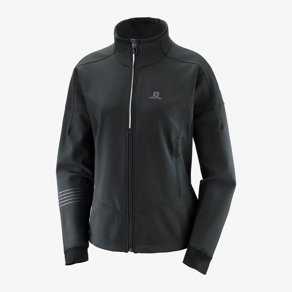 Women's Salomon LIGHTNING WARM SSHELL JKT W Waterproof Jackets Black | US-HIKJ016