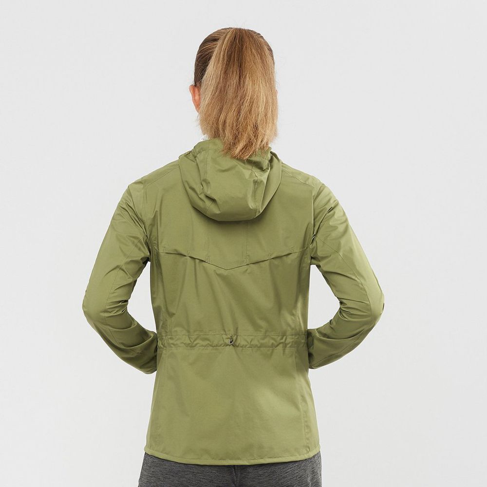 Women's Salomon LIGHTNING WATERPROOF Jackets Olive | US-WHYE639