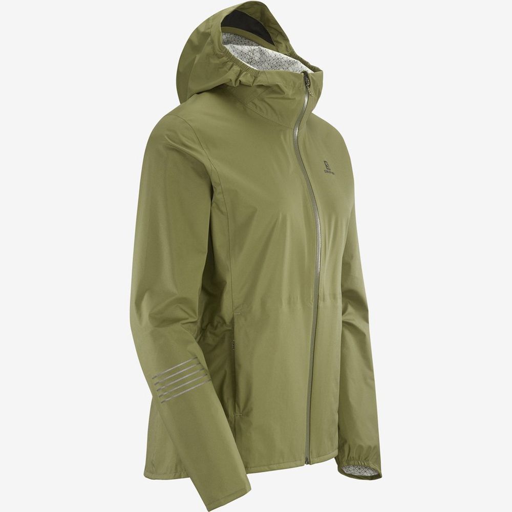 Women's Salomon LIGHTNING WATERPROOF Jackets Olive | US-WHYE639