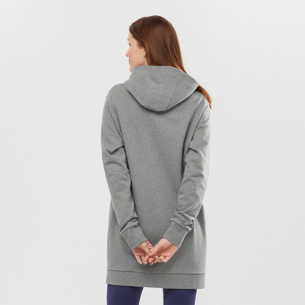 Women's Salomon OUTLIFE DRESS W Dress Hoodie Mid Grey | US-ZNUH056