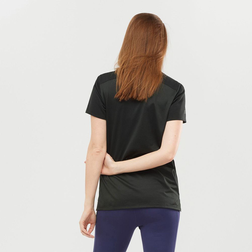 Women's Salomon OUTLIFE LAYERING W Short Sleeve T Shirts Black | US-ONEV234