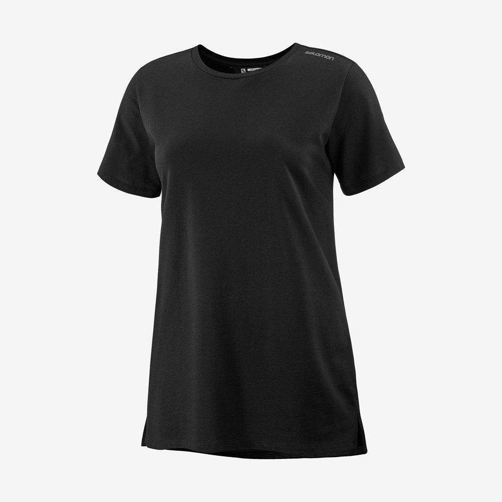 Women\'s Salomon OUTLIFE LAYERING W Short Sleeve T Shirts Black | US-ONEV234