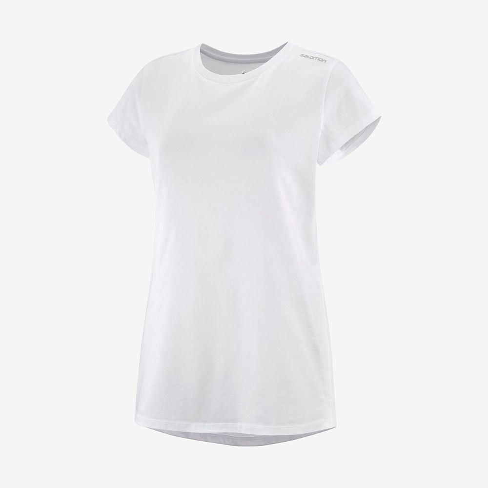 Women\'s Salomon OUTLIFE SCOOP HEM W Short Sleeve T Shirts White | US-UDZO532