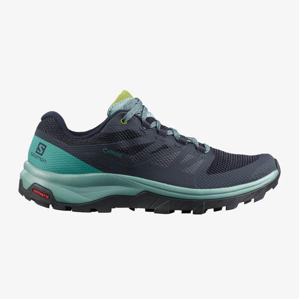 Women's Salomon OUTLINE GTX Trail Running Shoes Navy | US-GNCP734