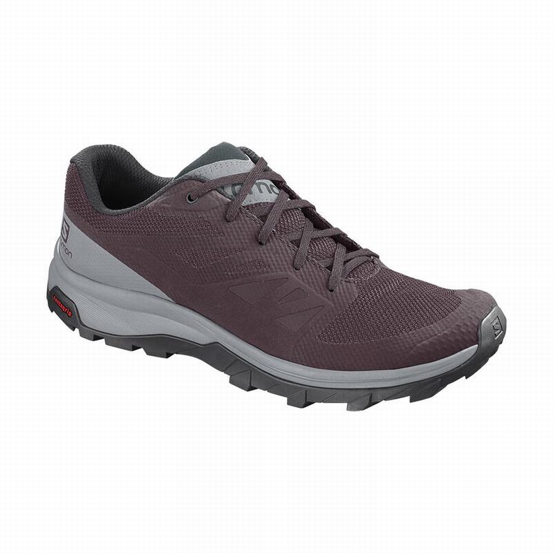 Women's Salomon OUTLINE Hiking Shoes Burgundy / Green | US-JQTY325