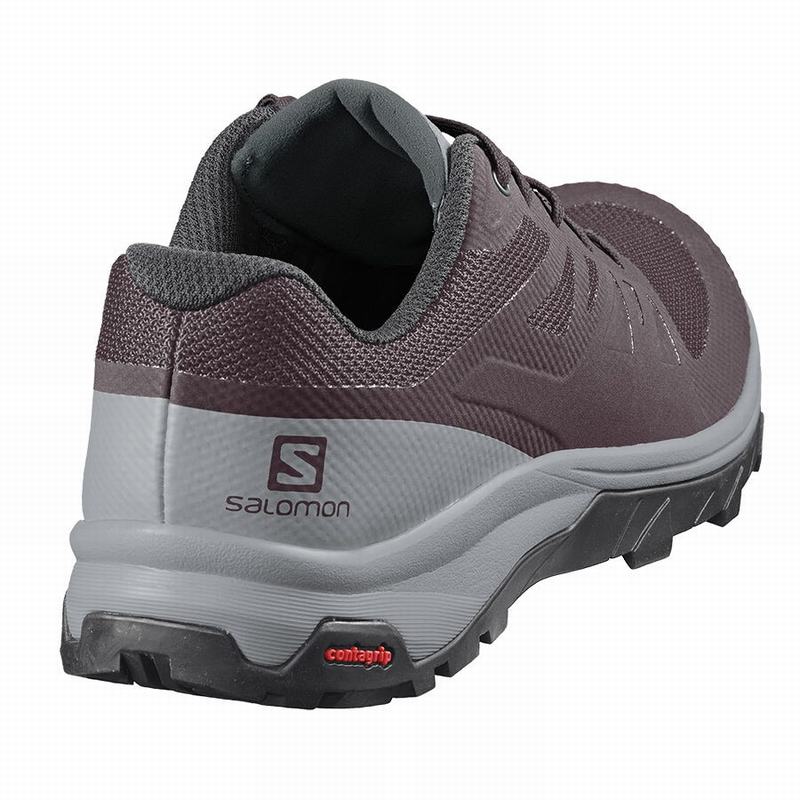 Women's Salomon OUTLINE Hiking Shoes Burgundy / Green | US-JQTY325