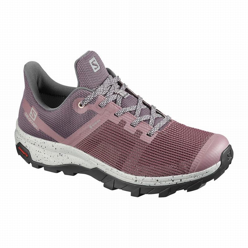 Women\'s Salomon OUTLINE PRISM GORE-TEX Hiking Shoes Burgundy | US-EINY647