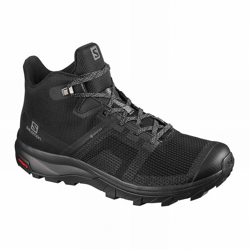 Women\'s Salomon OUTLINE PRISM MID GORE-TEX Hiking Shoes Black | US-ZDTC159