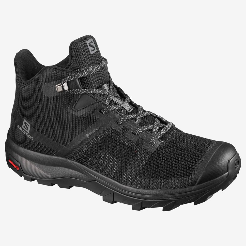 Women's Salomon OUTLINE PRISM MID GTX Hiking Shoes Black | US-LSGE342