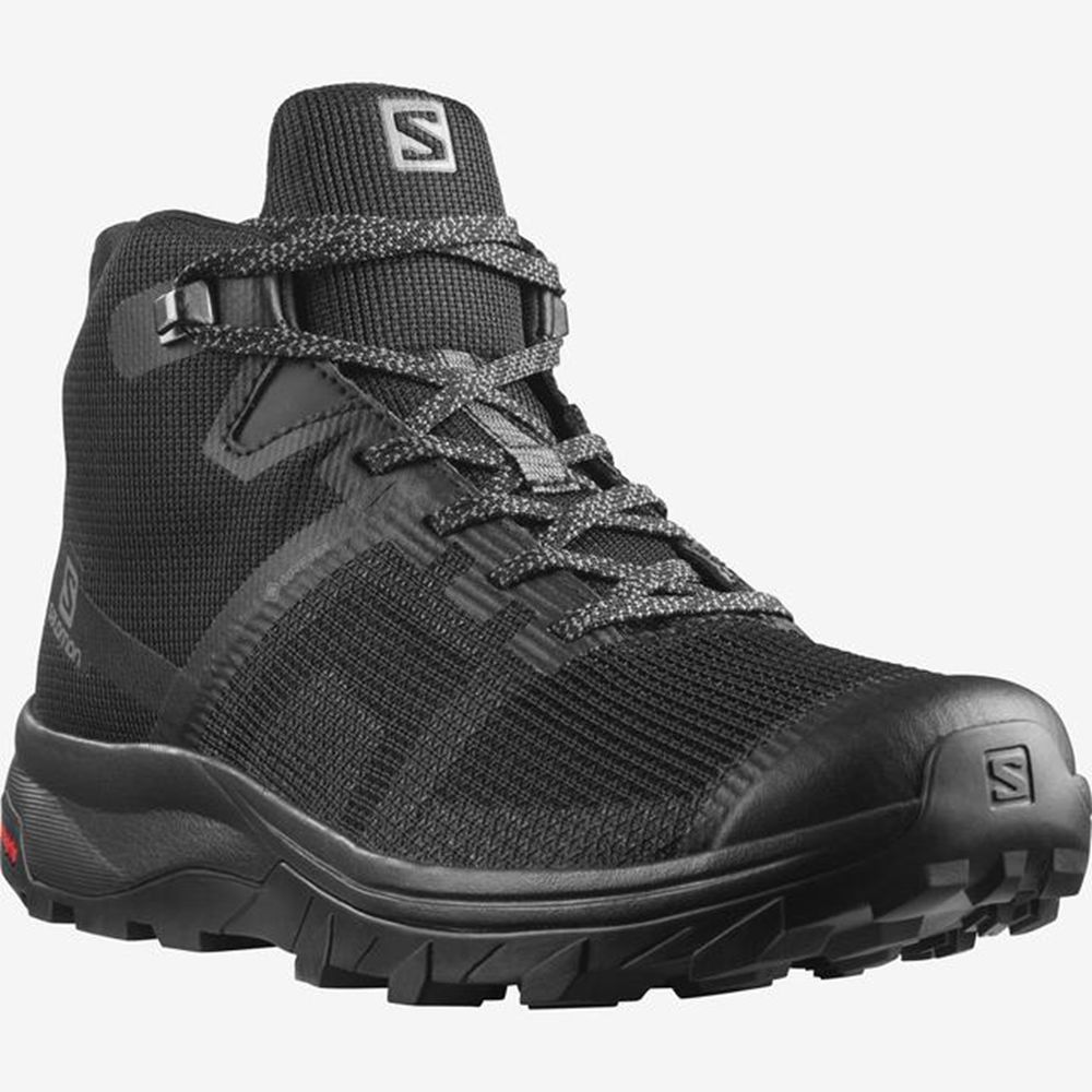 Women's Salomon OUTLINE PRISM MID GTX Hiking Shoes Black | US-LSGE342