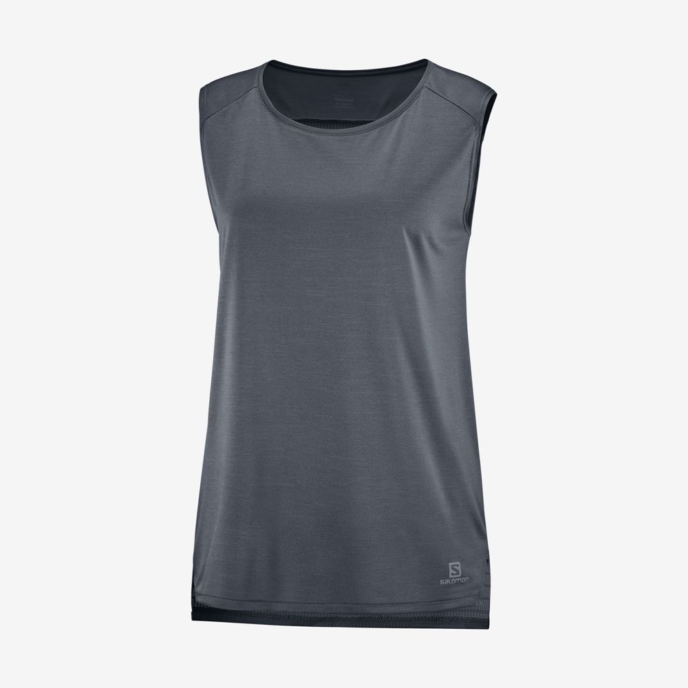 Women's Salomon OUTLINE SUMMER Tank Dark Gery | US-JATO638