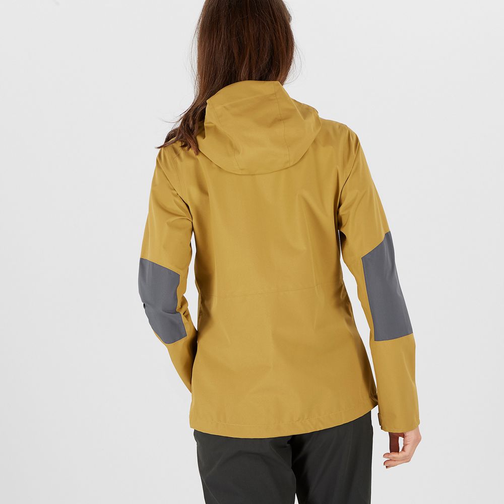 Women's Salomon OUTRACK WATERPROOF 2.5L Jackets Yellow | US-JEVH874