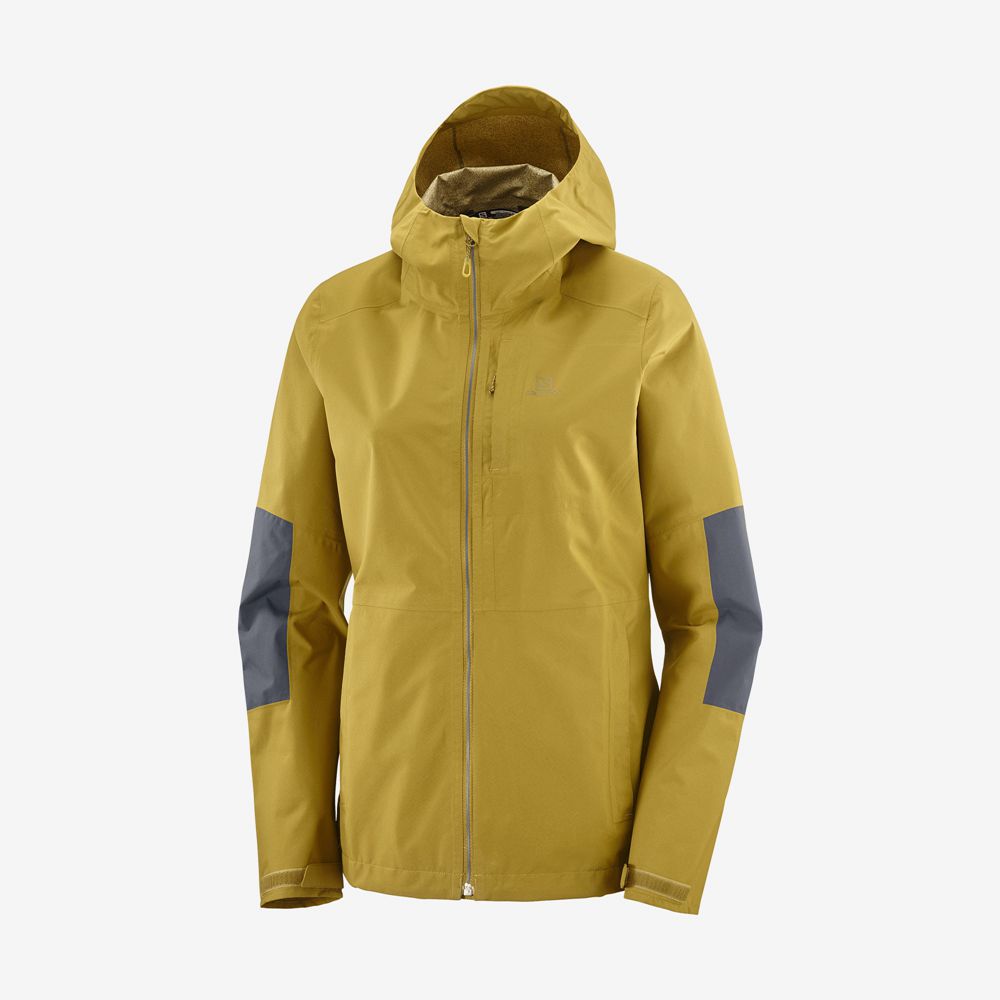 Women's Salomon OUTRACK WATERPROOF 2.5L Jackets Yellow | US-JEVH874