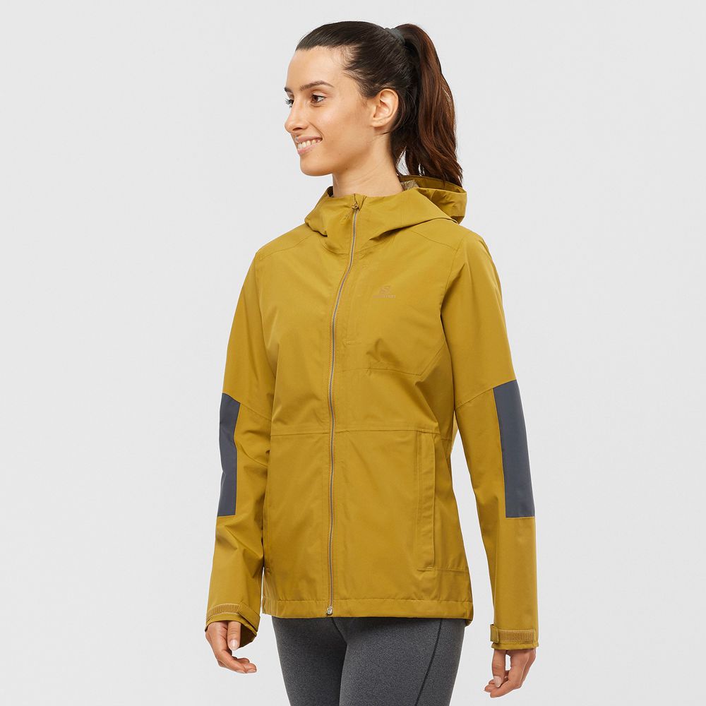 Women\'s Salomon OUTRACK WATERPROOF 2.5L Jackets Yellow | US-JEVH874