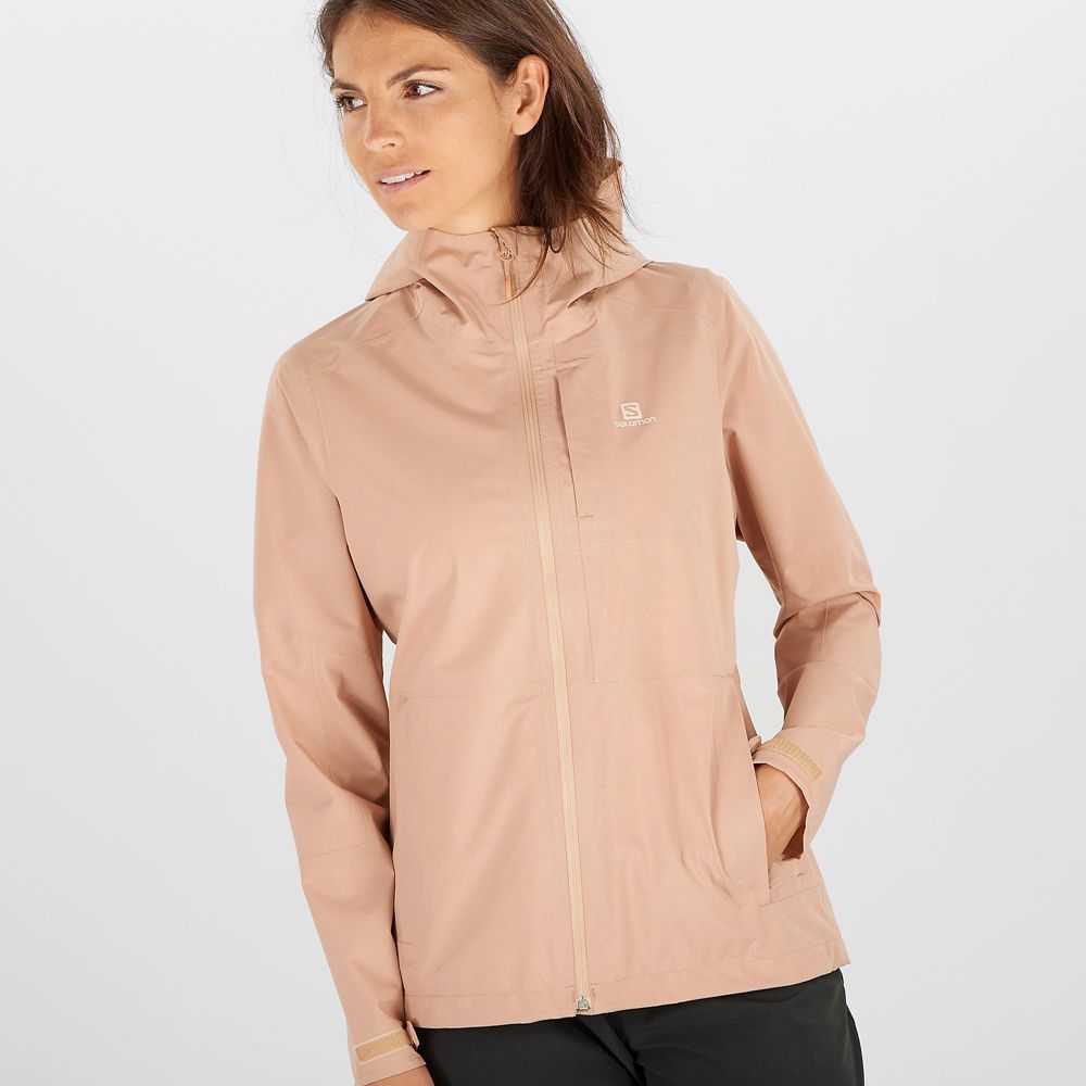 Women's Salomon OUTRACK WATERPROOF 2.5L Jackets Beige | US-JOFK972