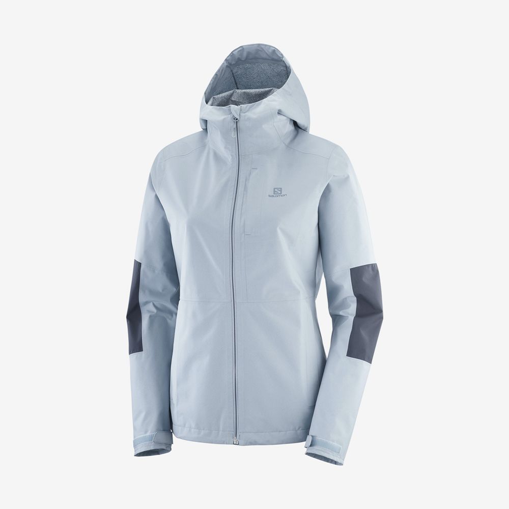 Women's Salomon OUTRACK WATERPROOF 2.5L Jackets Ashley Blue | US-PNRJ120