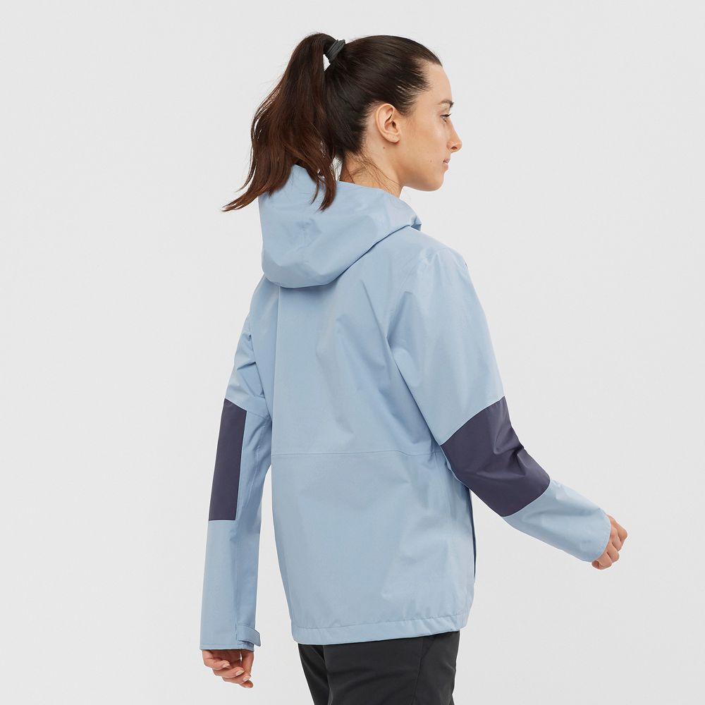 Women's Salomon OUTRACK WATERPROOF 2.5L Jackets Ashley Blue | US-PNRJ120