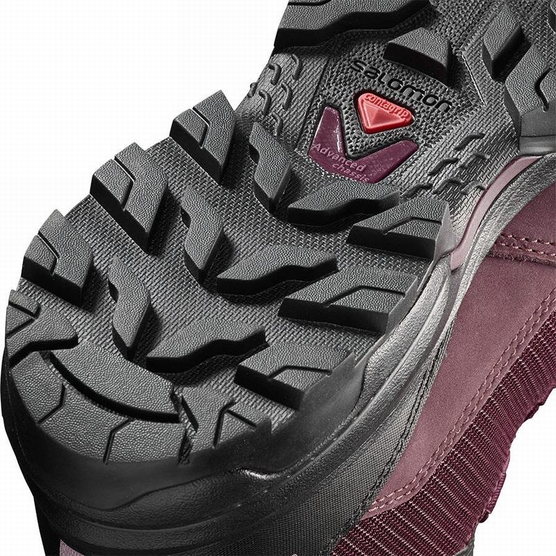 Women's Salomon OUTWARD GORE-TEX Hiking Boots Burgundy / Black | US-SORX783