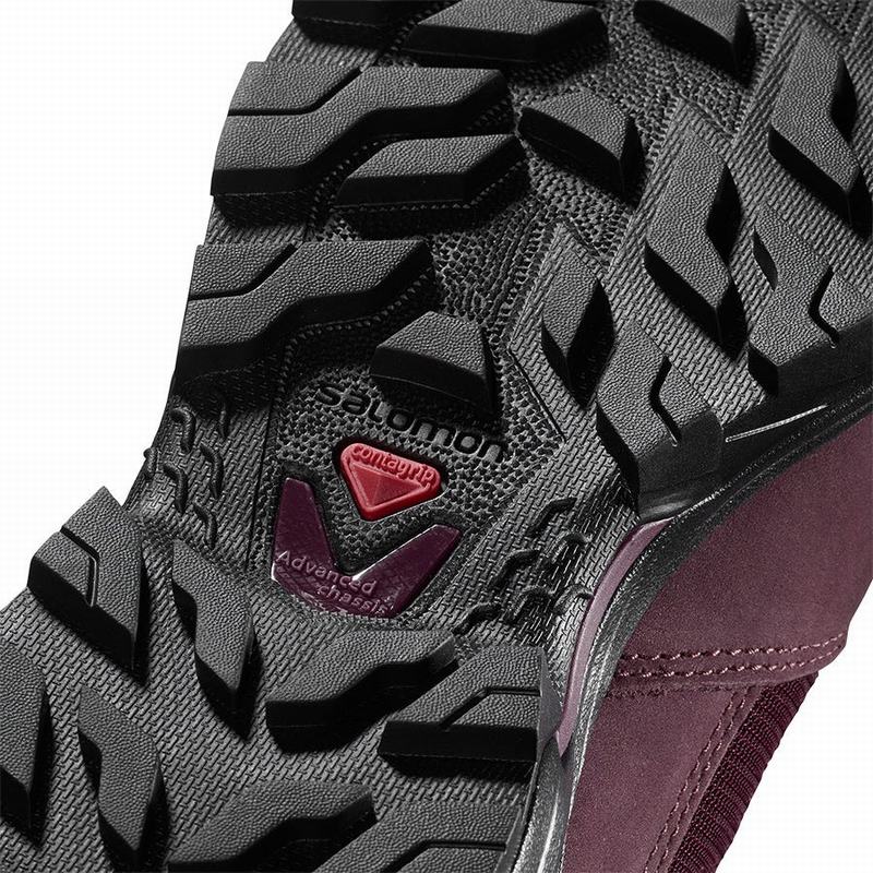 Women's Salomon OUTWARD GORE-TEX Hiking Boots Burgundy / Black | US-SORX783