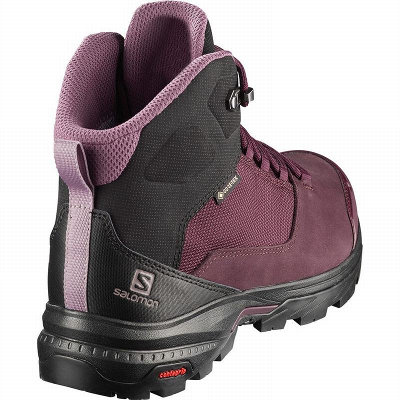 Women's Salomon OUTWARD GORE-TEX Hiking Boots Burgundy / Black | US-SORX783