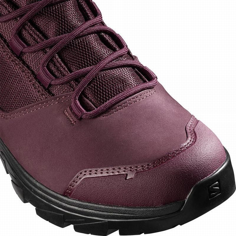 Women's Salomon OUTWARD GORE-TEX Hiking Boots Burgundy / Black | US-SORX783