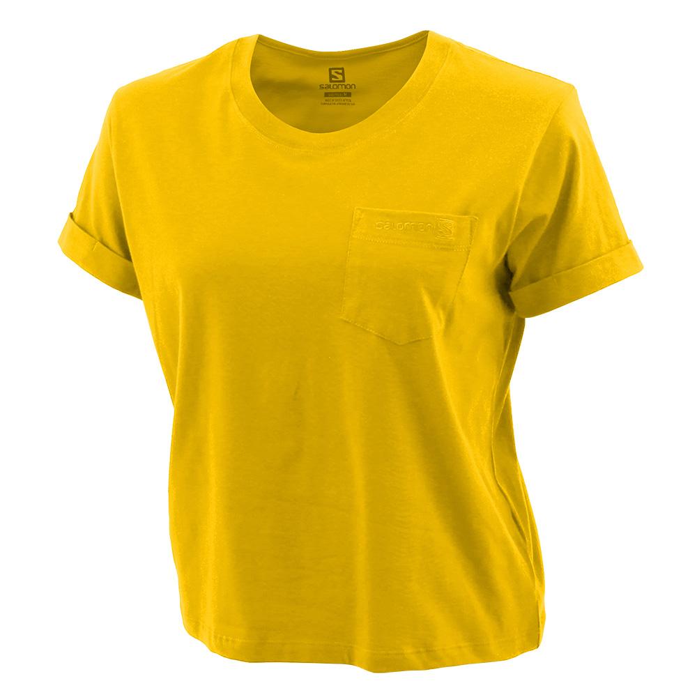 Women\'s Salomon POCKET SS W T Shirts Yellow | US-ZNWY213