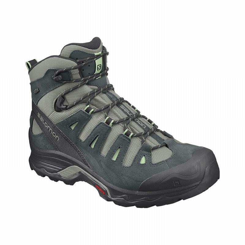 Women\'s Salomon QUEST PRIME GTX W Hiking Boots Grey / Green | US-LJPO526