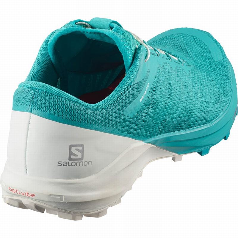 Women's Salomon SENSE PRO 4 Trail Running Shoes Blue / White | US-AJLE587