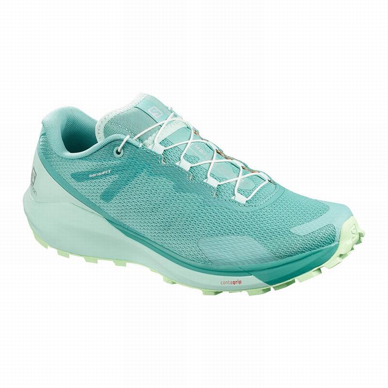 Women\'s Salomon SENSE RIDE 3 W Running Shoes Turquoise / Green | US-GJRV789