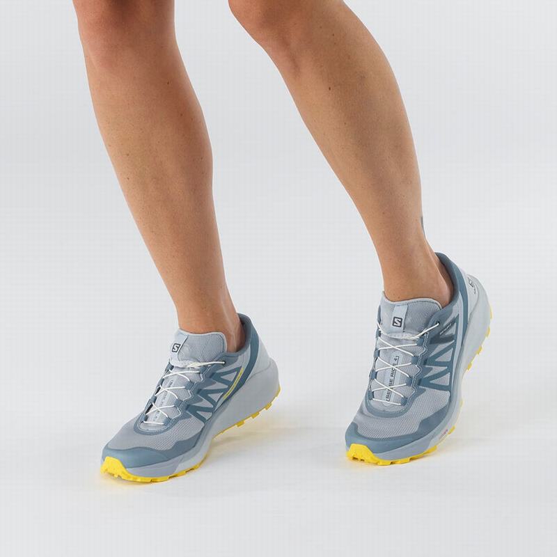 Women's Salomon SENSE RIDE 4 Running Shoes Blue / Lemon | US-JSZI254