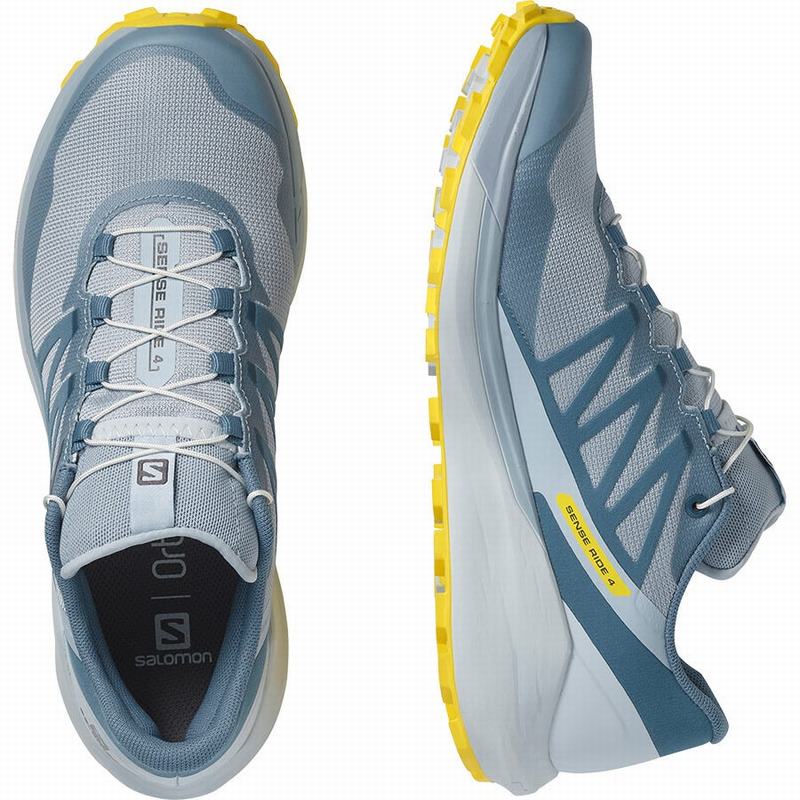 Women's Salomon SENSE RIDE 4 Running Shoes Blue / Lemon | US-JSZI254