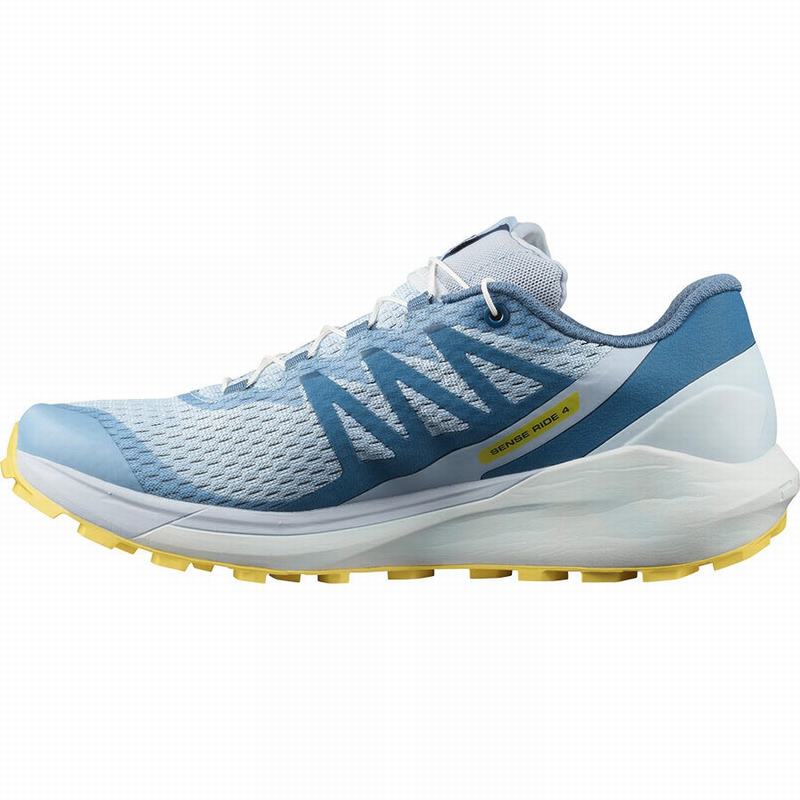 Women's Salomon SENSE RIDE 4 Running Shoes Blue / Lemon | US-JSZI254