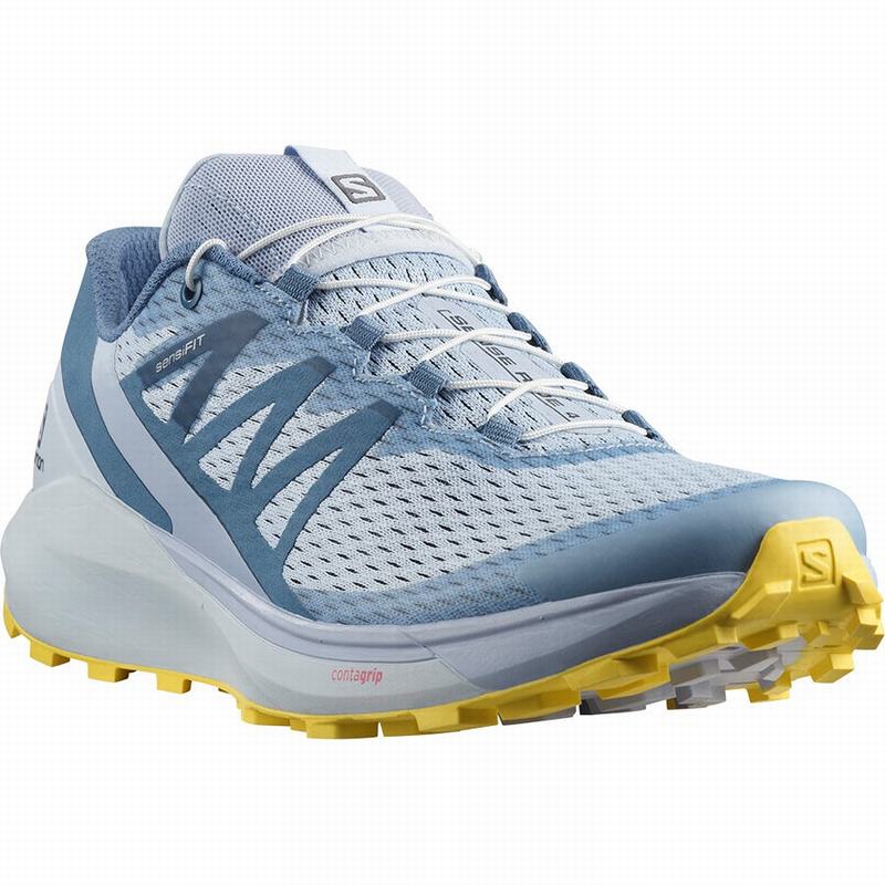 Women's Salomon SENSE RIDE 4 Trail Running Shoes Blue / Lemon | US-YBMK284