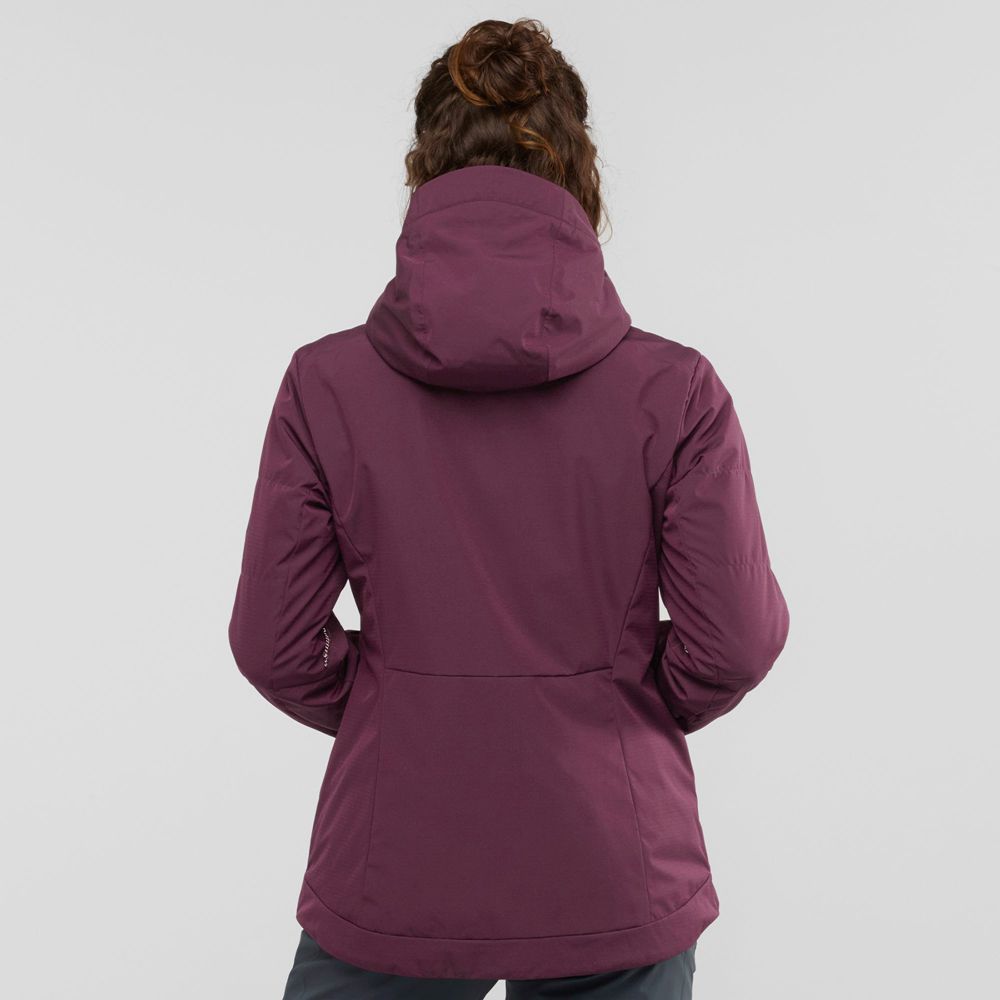 Women's Salomon SNOW REBEL Ski Jackets Burgundy | US-MWZD768