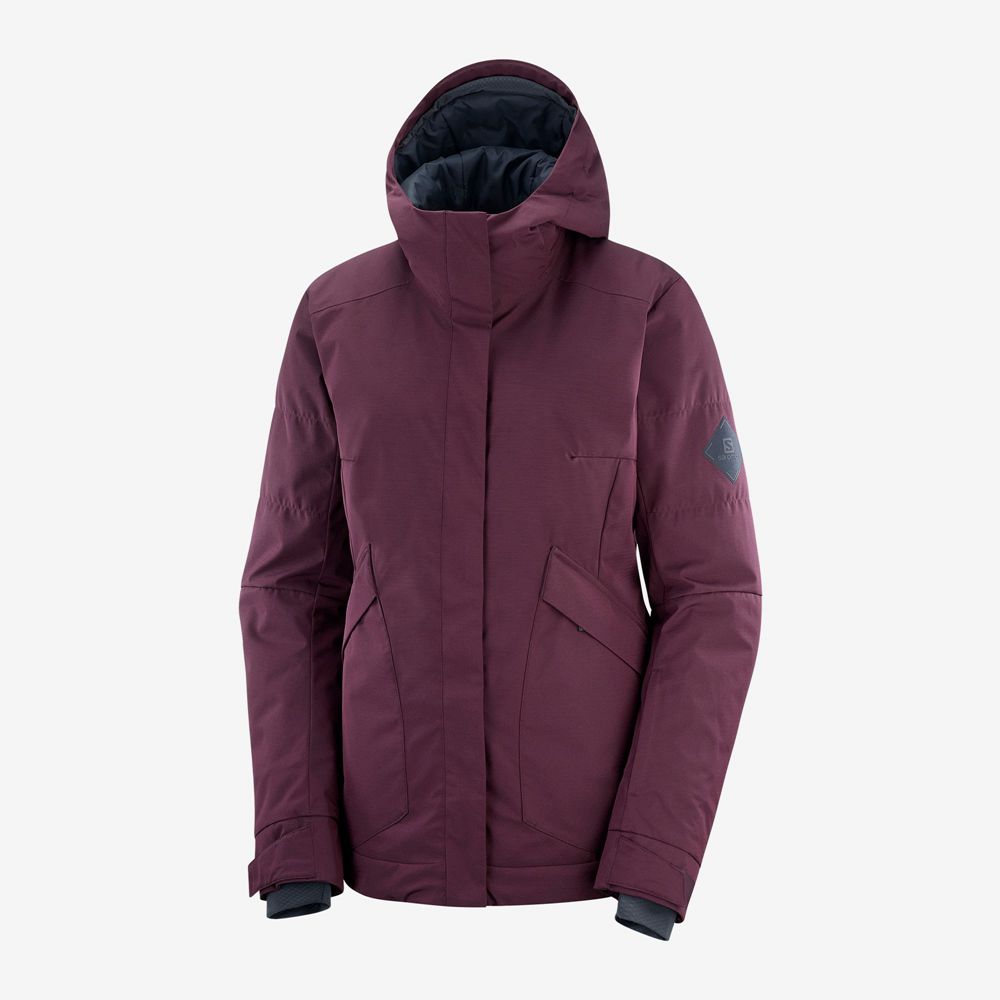 Women's Salomon SNOW REBEL Ski Jackets Burgundy | US-MWZD768