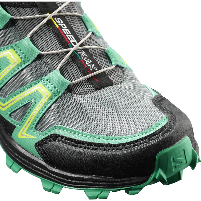 Women's Salomon SPEEDTRAK W Trail Running Shoes Silver / Green | US-GWBK374