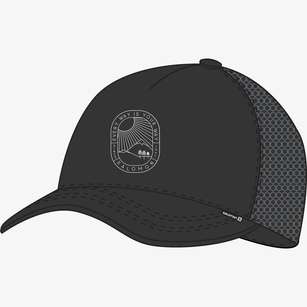 Women's Salomon SUMMER LOGO Caps Black | US-PDFR624